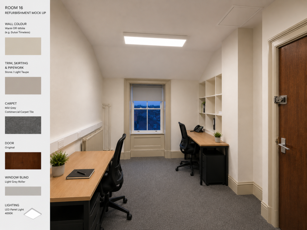 serviced office with two desks